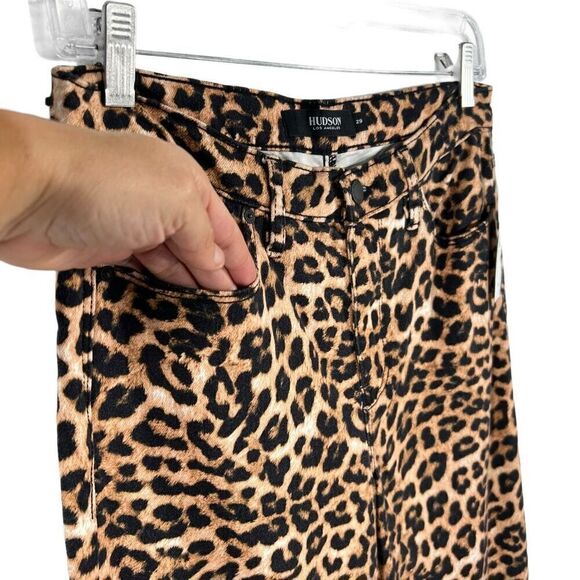 Hudson NWT Sz 29 *Nico Mid-Rise Cigarette Leopard Tan Black Straight Jean Pants - Picture 8 of 13